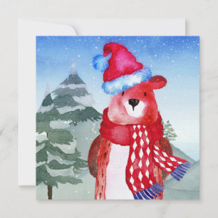 Winter Forest Woodland Friends Bear Illustration