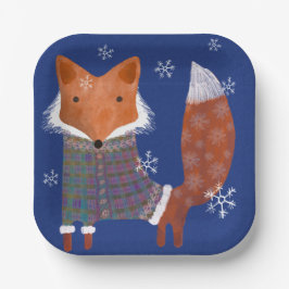 Winter Fox 7-Zoll-Square-Papierplatte Pappteller