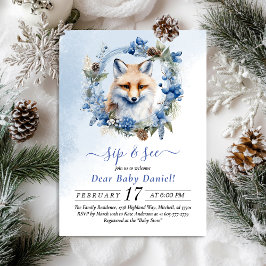 Winter Fox Aquarell Sip und sehen Einladung