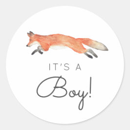Winter Fox Baby Dusche Runder Aufkleber