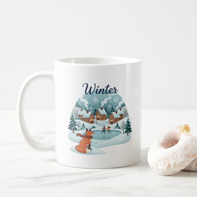 Winter Fox Ceramic Mug (11oz) Kaffeetasse (Mit Donut)