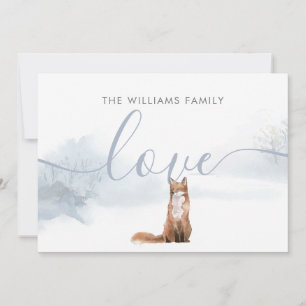 Winter Fox Ferien Familienname Einfache Eleganz Feiertagskarte