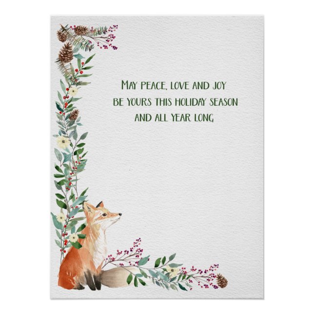 Winter Fox Holiday Foliage Weihnachtsrahmen Poster (Vorderseite)