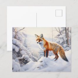 Winter Fox im Wald Postkarte