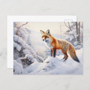 Winter Fox im Wald Postkarte