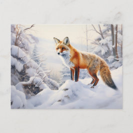 Winter Fox im Wald Postkarte