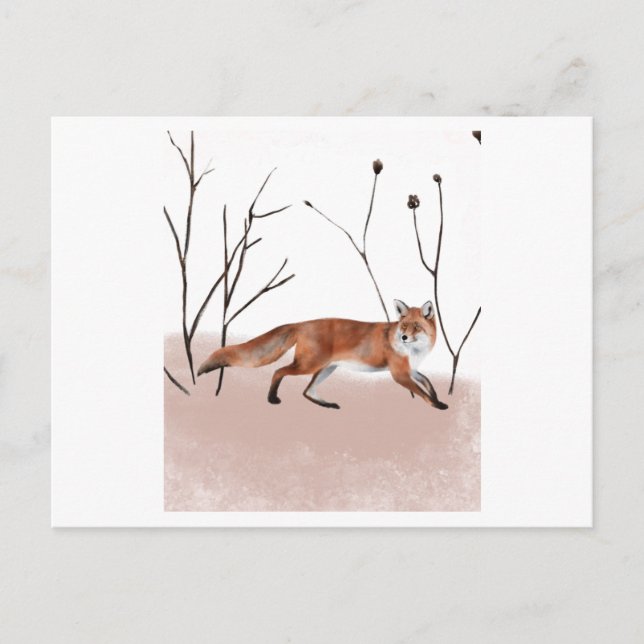 Winter fox in watercolor painting postkarte (Vorderseite)