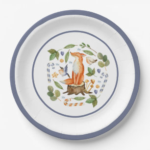 Winter Fox on Tree Stump Blätter Candy Canes Pappteller