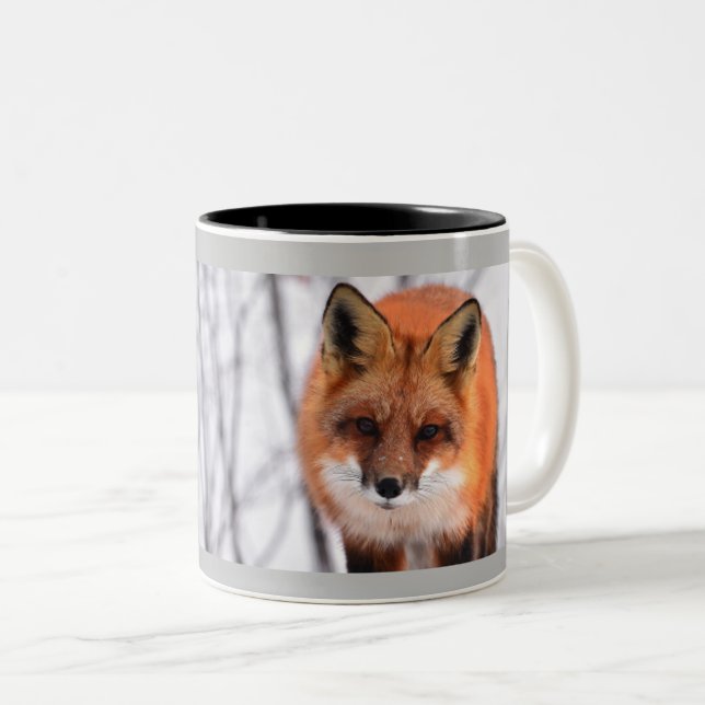 Winter Fox Personalisiert Zweifarbige Tasse (VorderseiteRechts)