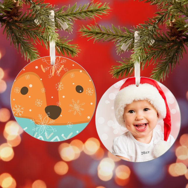 Winter Fox Photo and Year Christmas Keramik Ornament (Von Creator hochgeladen)