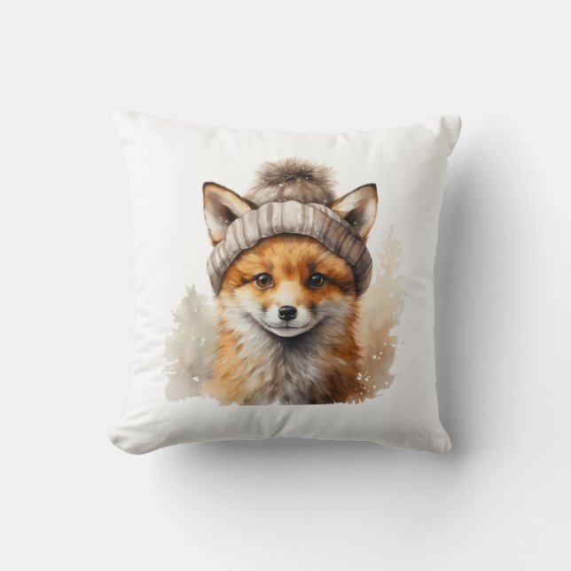 Winter Fox Throw Kissen (Vorderseite)