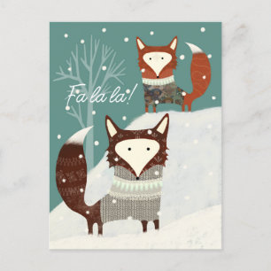 Winter Fox und Fa La Holiday Postkarte
