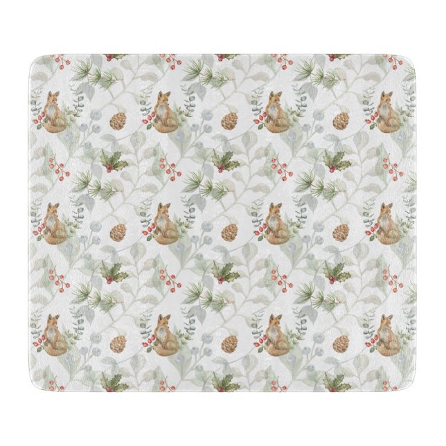 Winter Fox Wald Niedlich Schneidebrett (Vorderseite)