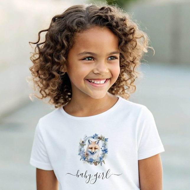Winter Fox Watercolor Girl Baby T-shirt (Winter Fox Watercolor Girl Baby T-Shirt)