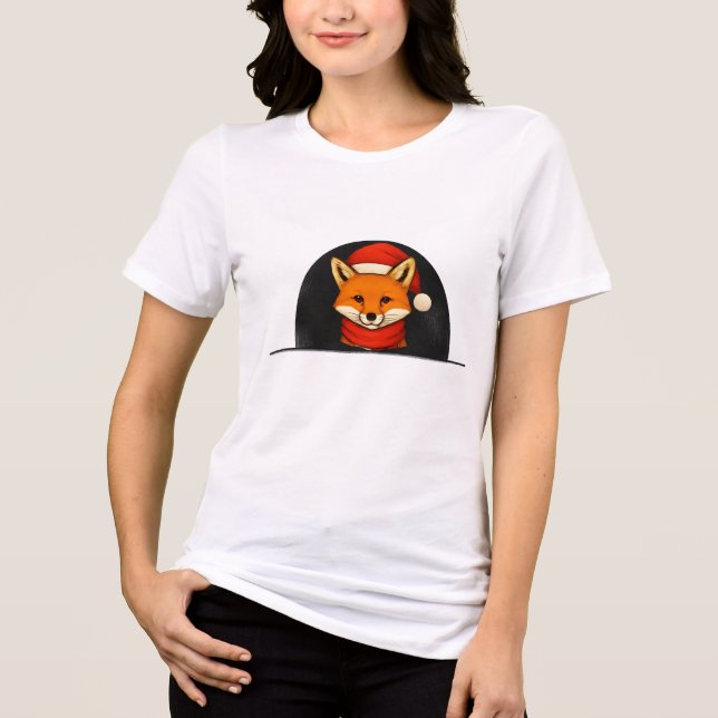 Winter Fox Women’s Tee – Cute Cozy Fox with Hat &  (Vorderseite)