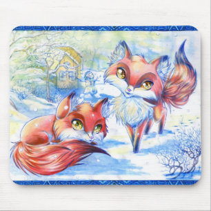 Winter Foxes Mausunterlage Mousepad