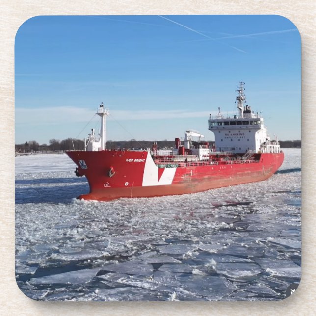 Winter Freighter Iver Bright Great Sees Ship Getränkeuntersetzer (Vorderseite)