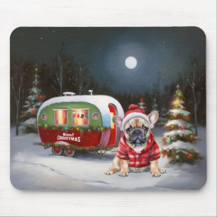 Winter French Bulldog Caravan Weihnachtsabenteuer Mousepad