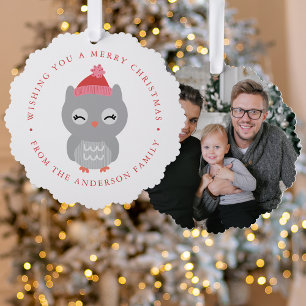 Winter Friends Owl Foto Urlaub Ornament Karte
