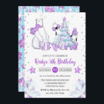 Winter Friends Polar Bear & Pinguine Kindergeburts Einladung<br><div class="desc">Niedliche Wasserfarbe Lila und Blue Winter Friends Polar Bär und Pinguine Weihnachtsgestalt mit Weihnachtsbaum und Silberkonfetti Grenzen</div>