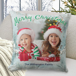 Winter Frost Custom Photo Christmas Throw Pillow Kissen