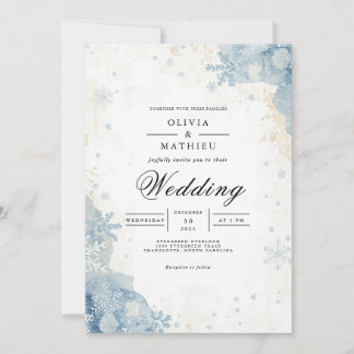 Winter Frost Floral Romance Hochzeit Einladung