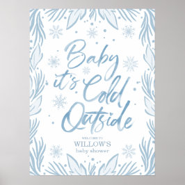 Winter Frost Snowflake Baby Dusche Willkommenspend Poster