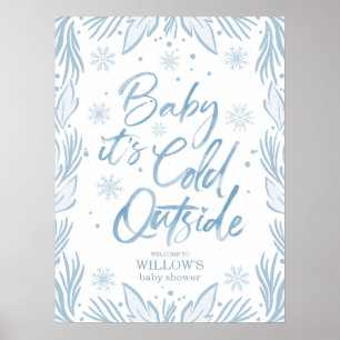 Winter Frost Snowflake Baby Dusche Willkommenspend Poster