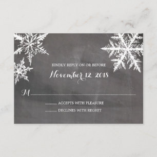 Winter Frost Snowflakes Chalkboard   HochzeitsrSVP RSVP Karte