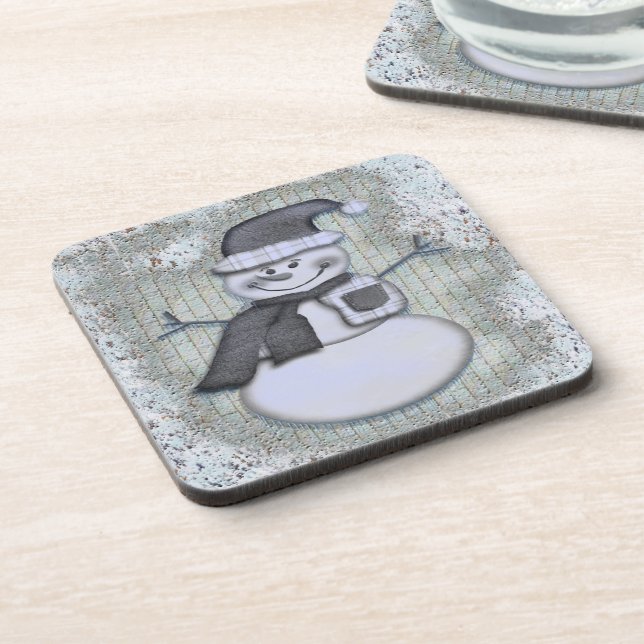 Winter Frost Snowman Weihnachtsdekor Untersetzer (Linke Seite)