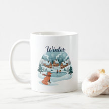 Winter-Fuchs-Keramikbecher (330ml)