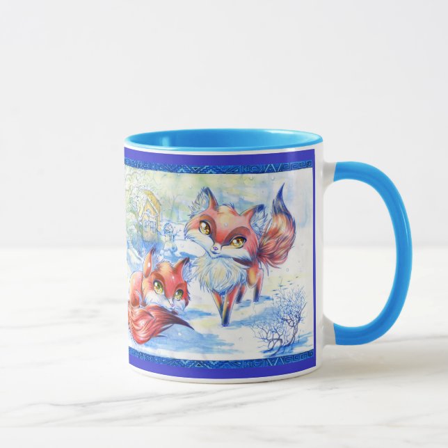 Winter-Füchse, Winter-Füchse Tasse (Rechts)