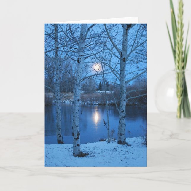 Winter Full Moon on the Pond Karte (Vorderseite)