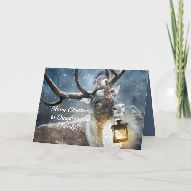 WINTER FUN CHRISTMAS CARD FÜR TOCHTER UND FAMILIE DANKESKARTE (Vorderseite)