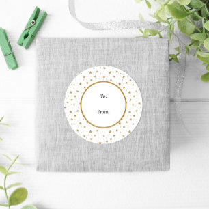 Winter Fun White Gold Stars Weihnachten Runder Aufkleber