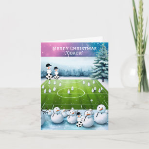 Winter-Fußball-Schneemann-Trainer-Weihnachtskarte Feiertagskarte