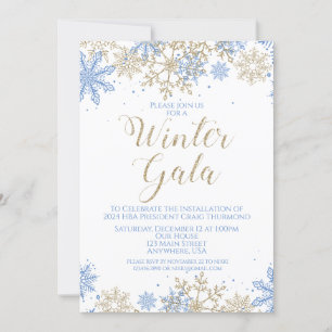 Winter-Gala Blau-Gold-Einladung Einladung