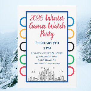 Winter Games Watch Party Mailand inspiriertes De Einladung