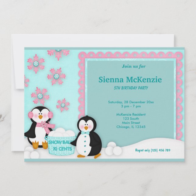 Winter Geburtstag Einladung (Vorderseite)