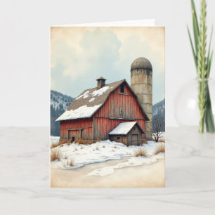 Winter Geburtstag Schnee Scheune Karte