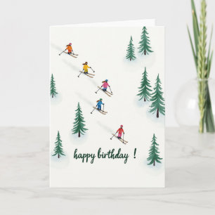 Winter Geburtstag Skifahrer Kunstkarte Karte
