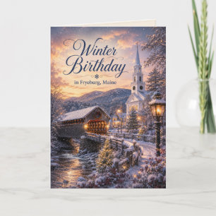 Winter-Geburtstagskarte aus Fryeburg, Maine Karte