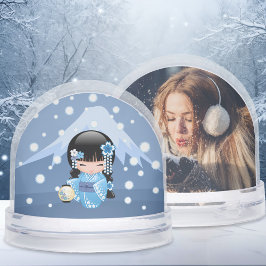 Winter Geisha Girl Custom Photo Snow Globe Schneekugeln