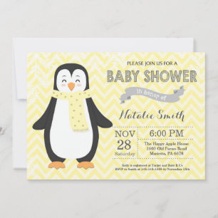 Winter Gelbe Pinguin-Baby-Shower-Einladung Einladung