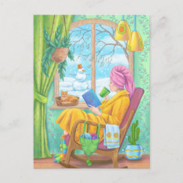 Winter gemütliche Zuhause-Illustration Postkarte
