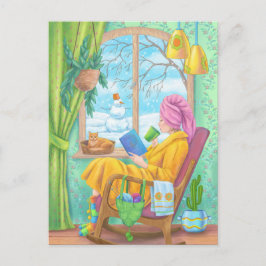 Winter gemütliche Zuhause-Illustration Postkarte