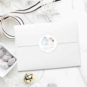 Winter Gender Reveal Baby Shower Runder Aufkleber