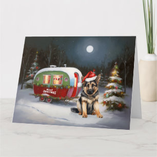 Winter German Shepherd Caravan Weihnachtsabenteuer Karte