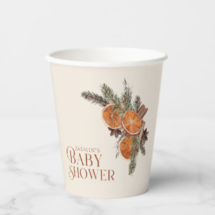 Winter getrocknete Orange Zimt Baby Shower Pappbecher