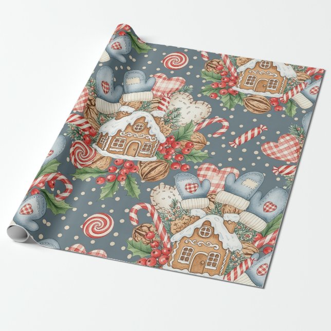 Winter-Gingerbread-Häuschen - Handschuhe Geschenkpapier (Ungerollt)